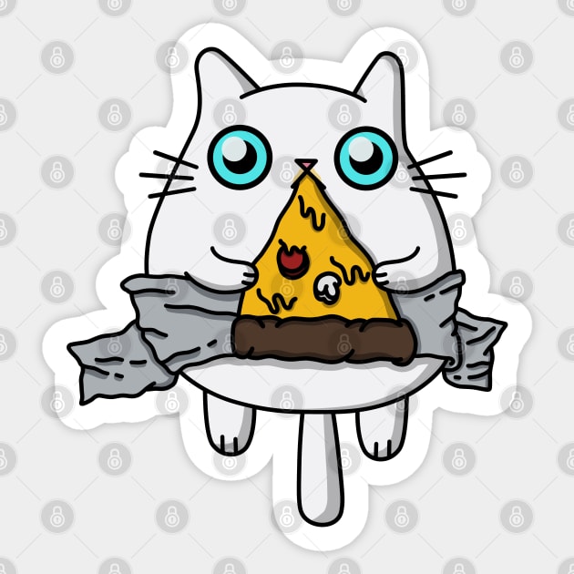 DUCKTAPED PIZZA CAT - CUTE KAWAII PIZZA CAT Sticker by kurokitsune